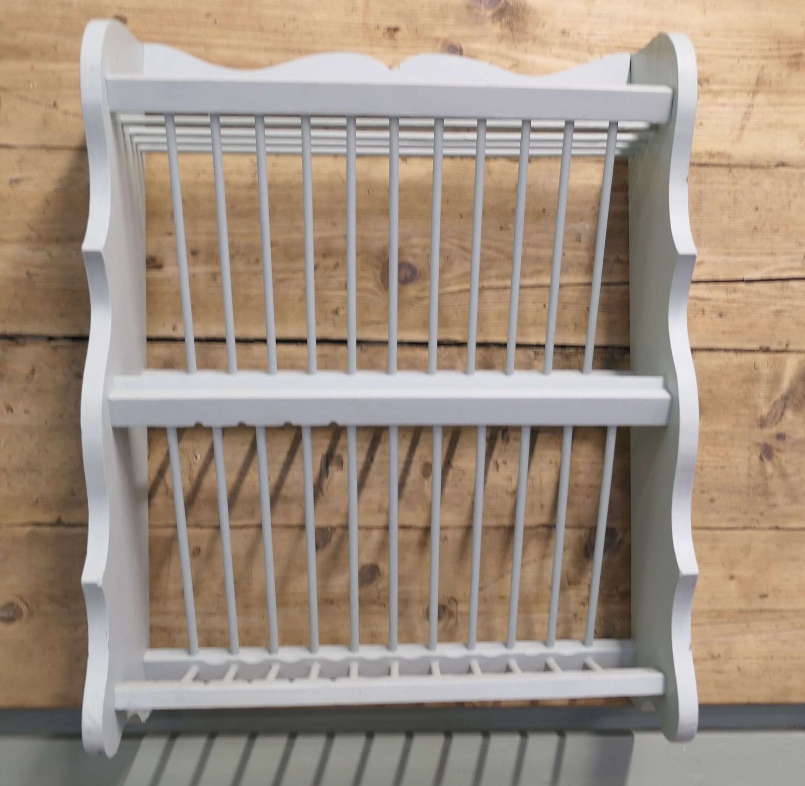Large Painted Wall Hanging Pine Plate Rack photo furniture