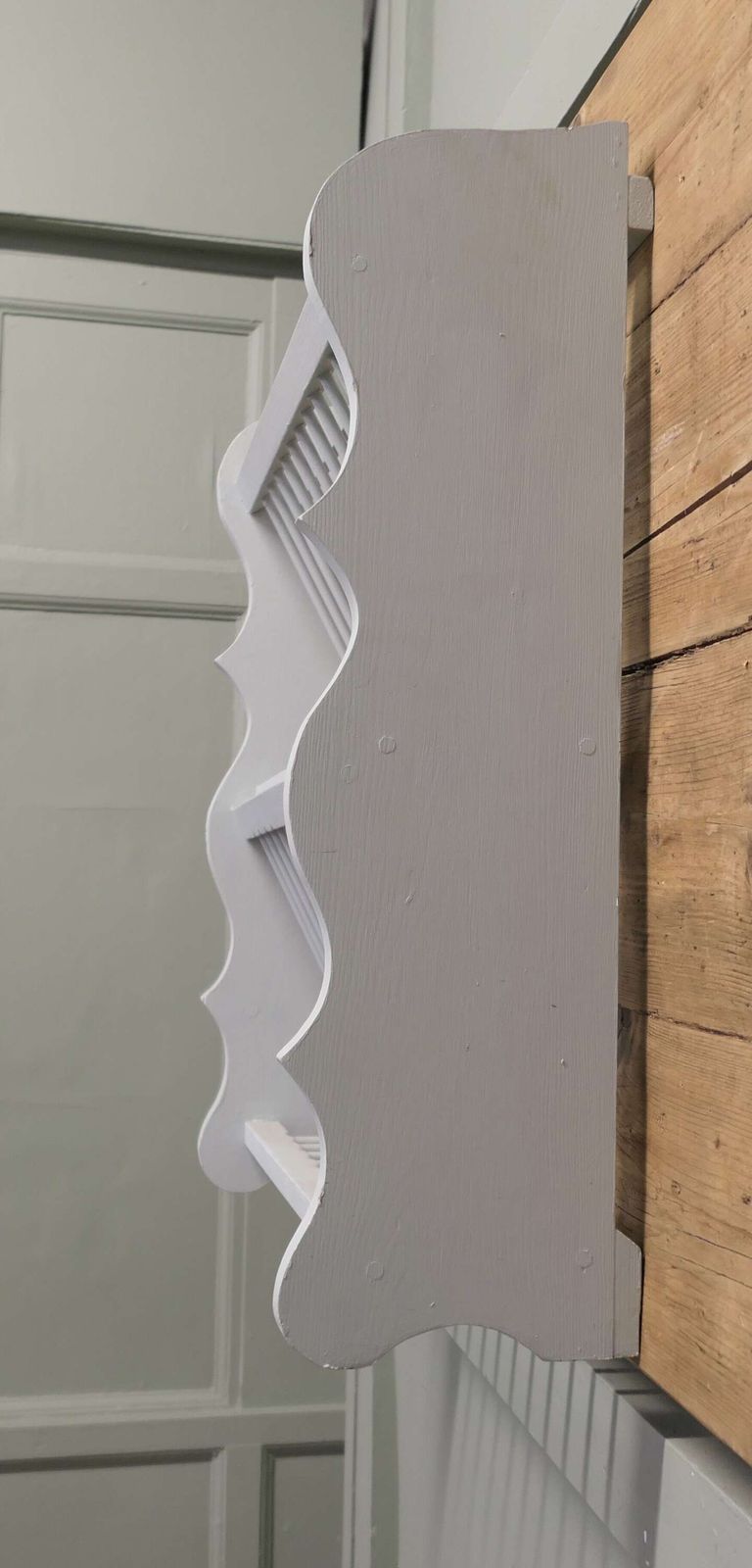 Large Painted Wall Hanging Pine Plate Rack photo for sale