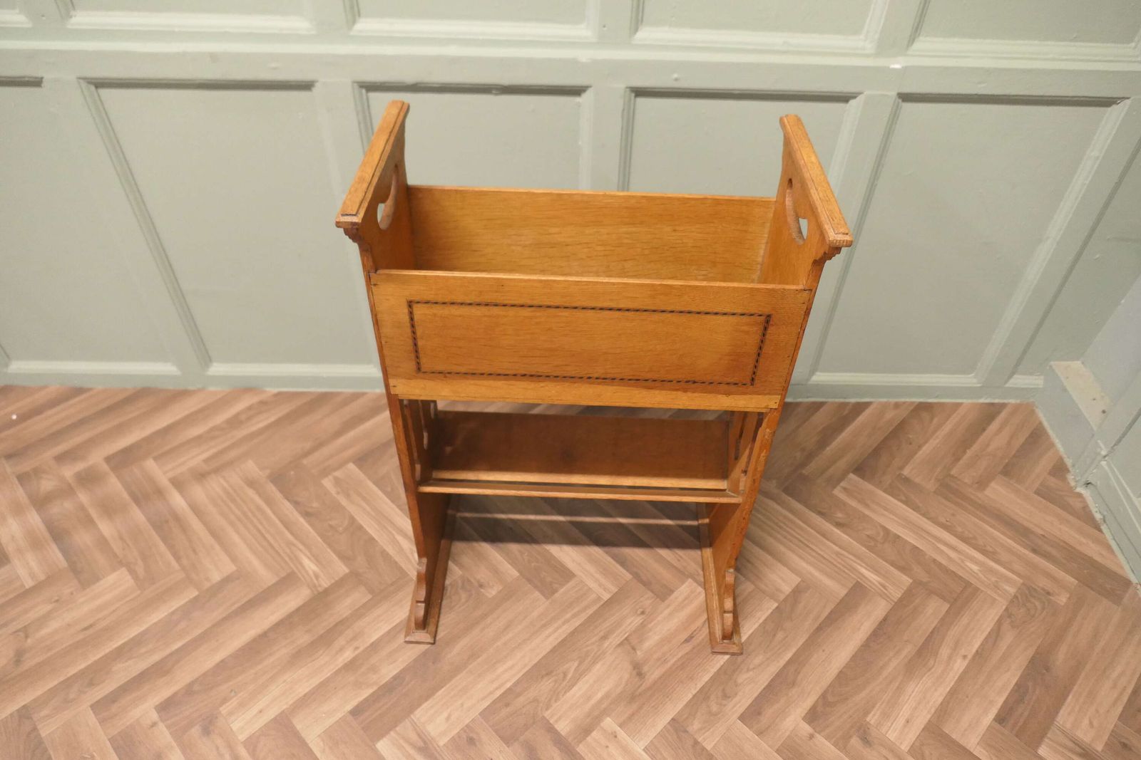 Arts And Crafts 2 Tier Golden Oak Bookcase photo for sale