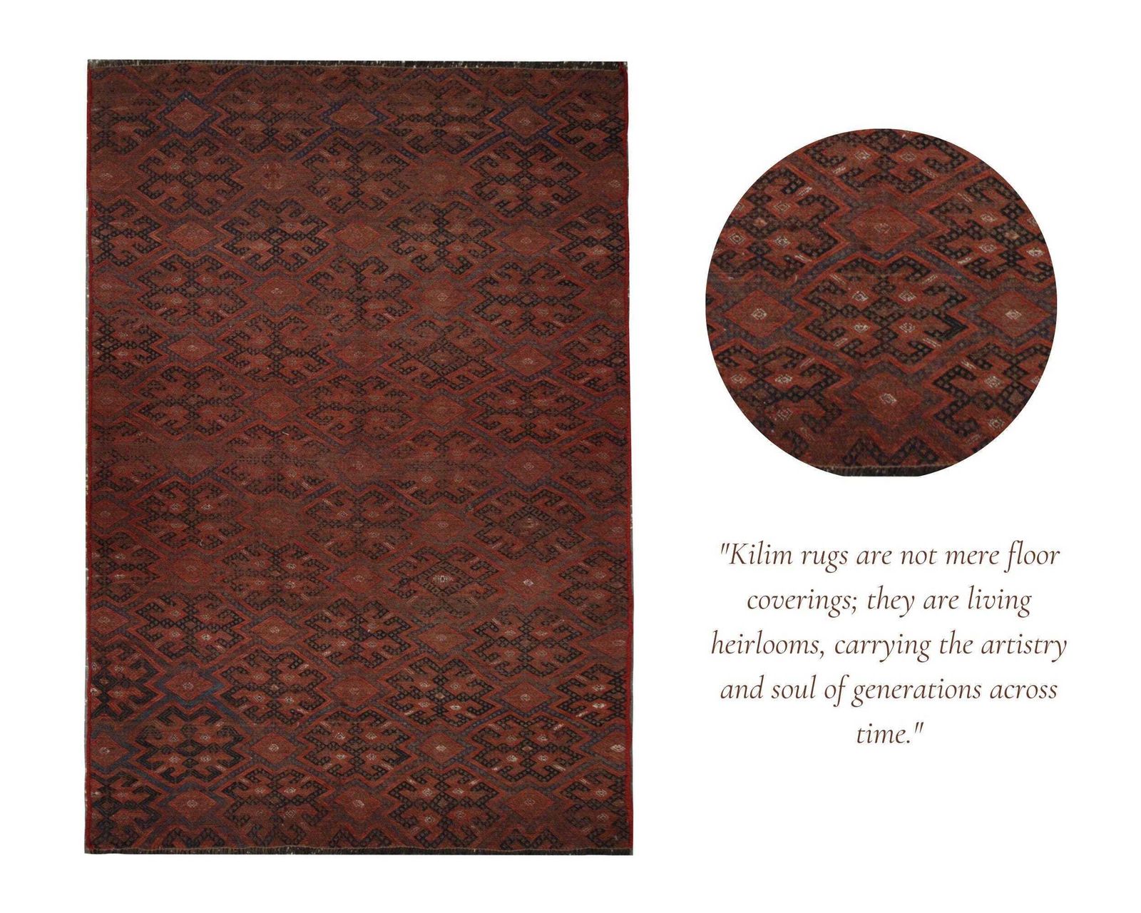 photo furniture Antique Sumakh Kilim Rug: 1920s Wool Flatweave, Tribal Geometric Design (5'10" X 3'10")