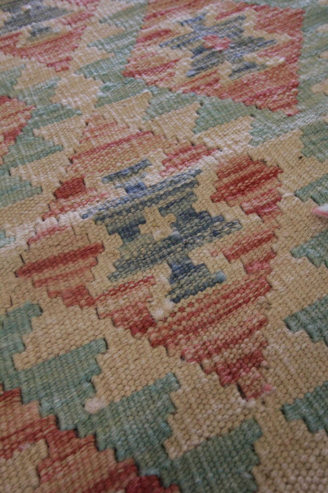 photo furniture Blush Pink Kilim Rug: Handwoven Wool Tribal Accent Area Rug (2.0 X 2.11 Ft.)