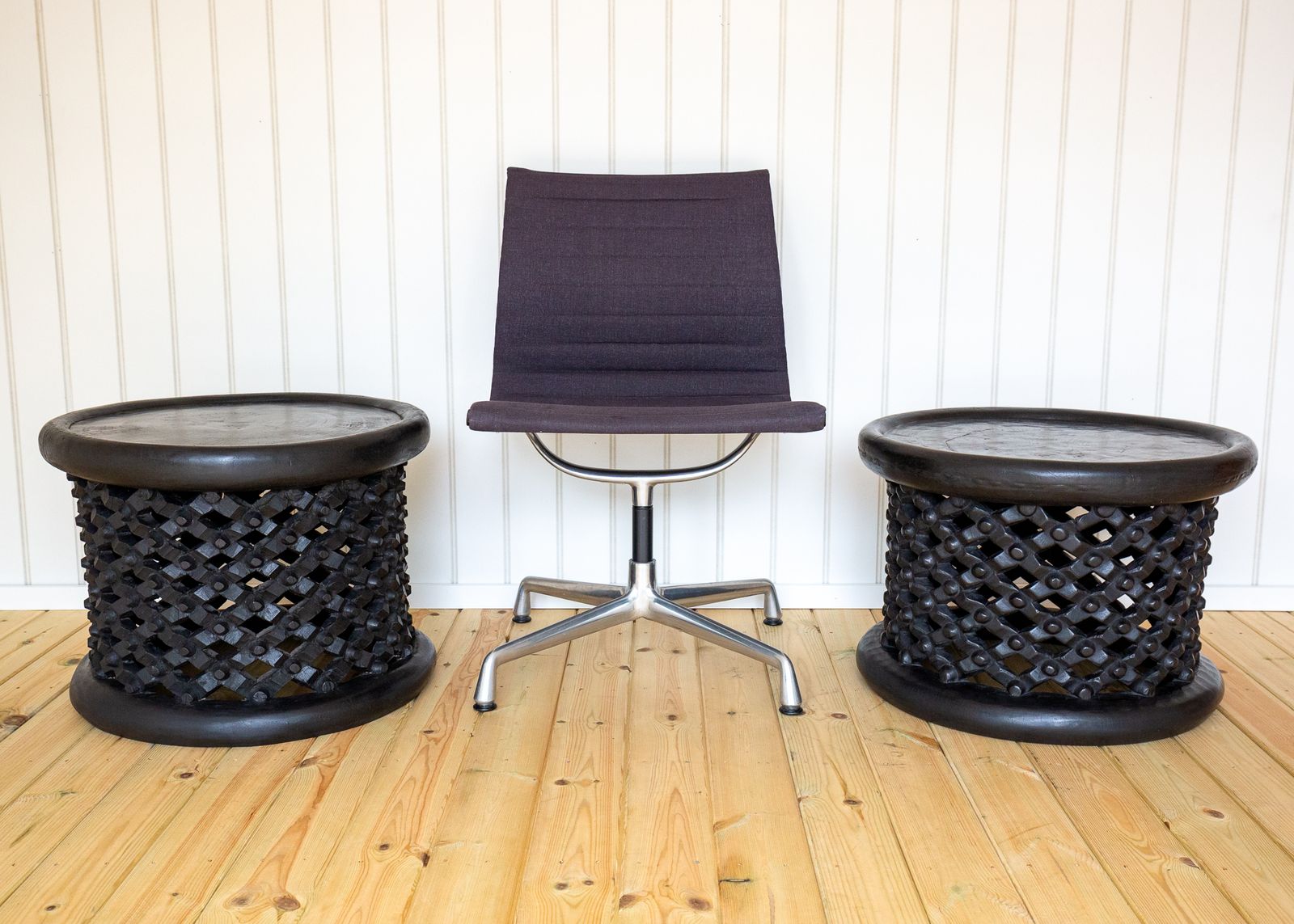 Pair Of African Coffee Tables Sculptural Organic Tribal Bamileke Black Mcm 1950s Trunk Hewn Carved Ethnographic Bohemian Cultural Sculptural Organic photo 3250.0