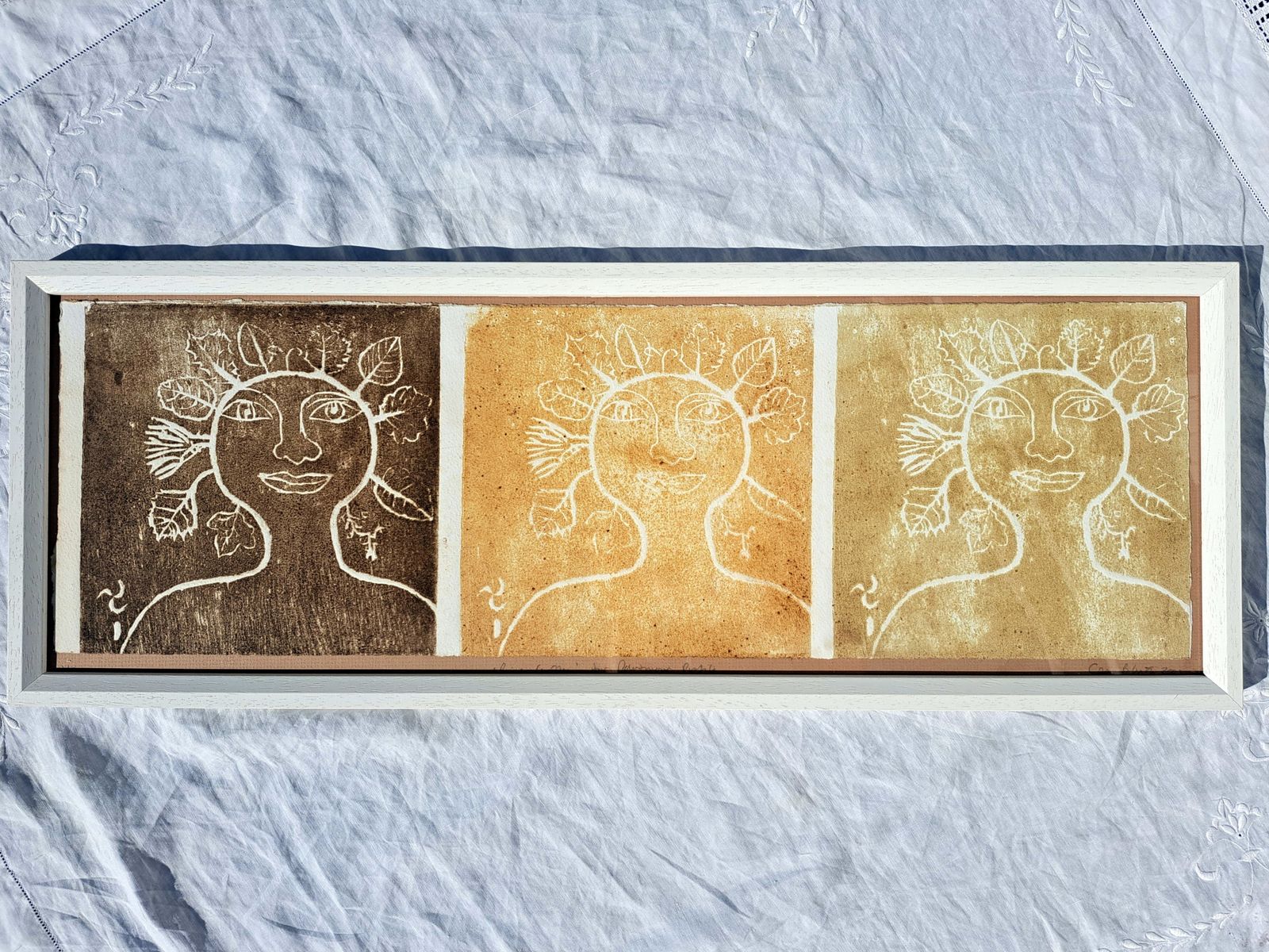 Framed Woodcut Print Of A Nature Goddess | Triptych | Signed Artist's Proof