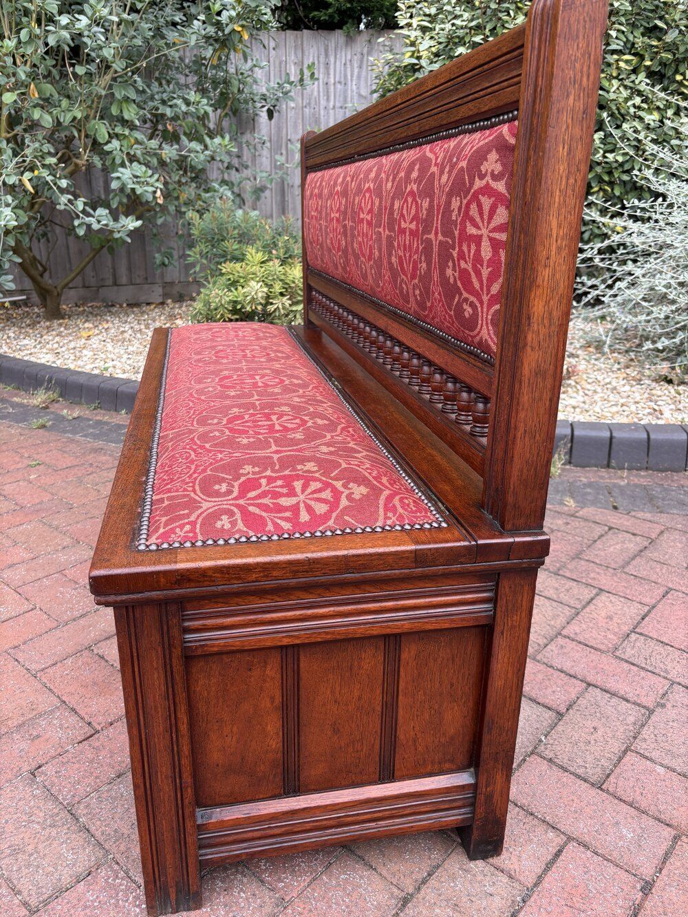 Gillows & Co Arts & Crafts Walnut Hall Settle photo furniture