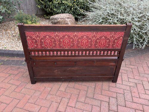 Gillows & Co Arts & Crafts Walnut Hall Settle photo Furniture