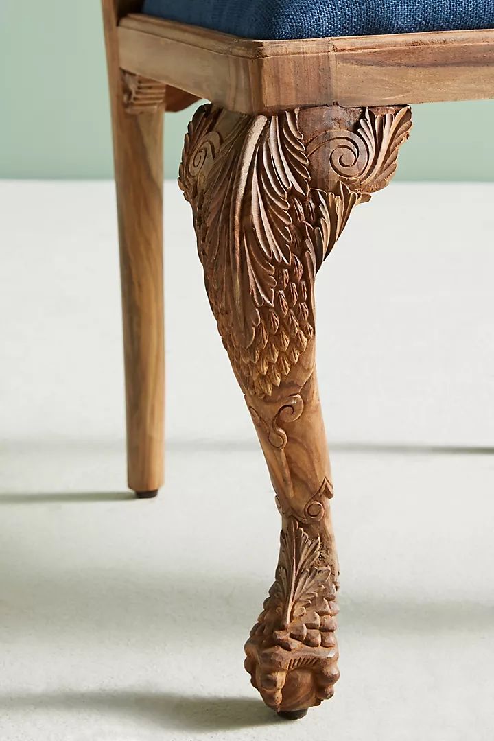 Hand Carved Wooden Owl Dinning Chair – Antique Black Finish With Intricate Detailing photo furniture