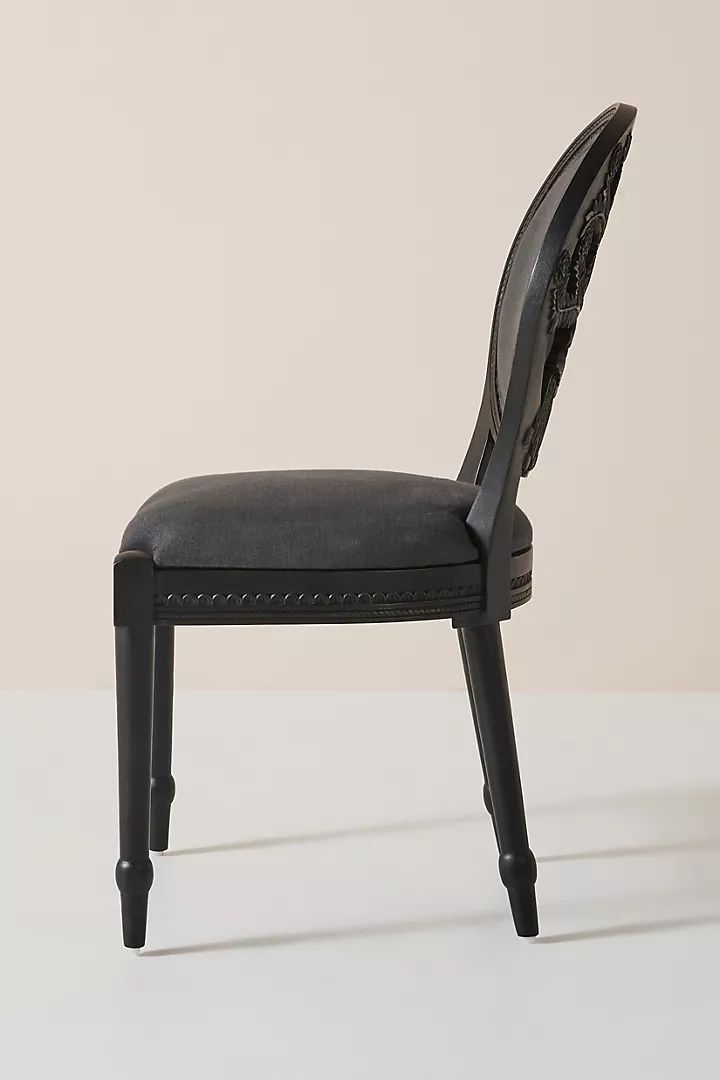 Hand Carved Black Wooden Chair With Double Peacock & Tree Design – Elegant Accent Seating photo furniture