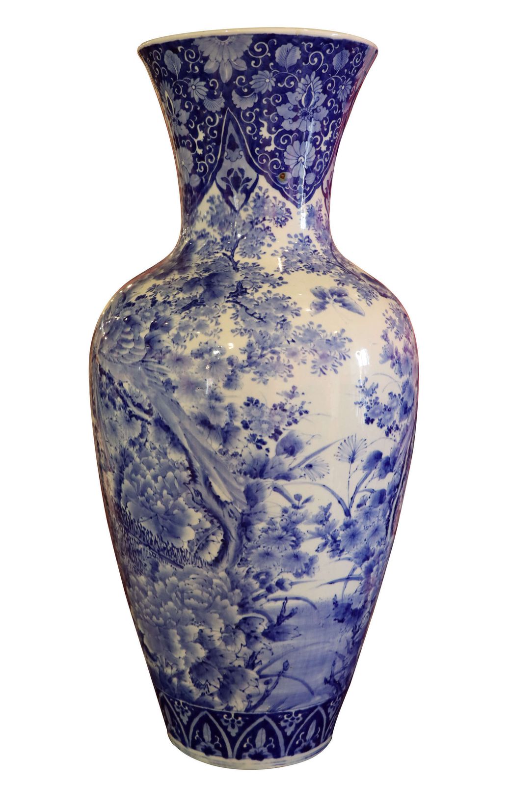 Exceptional Large Japanese Arita Blue And White Vase, 20th Century photo furniture