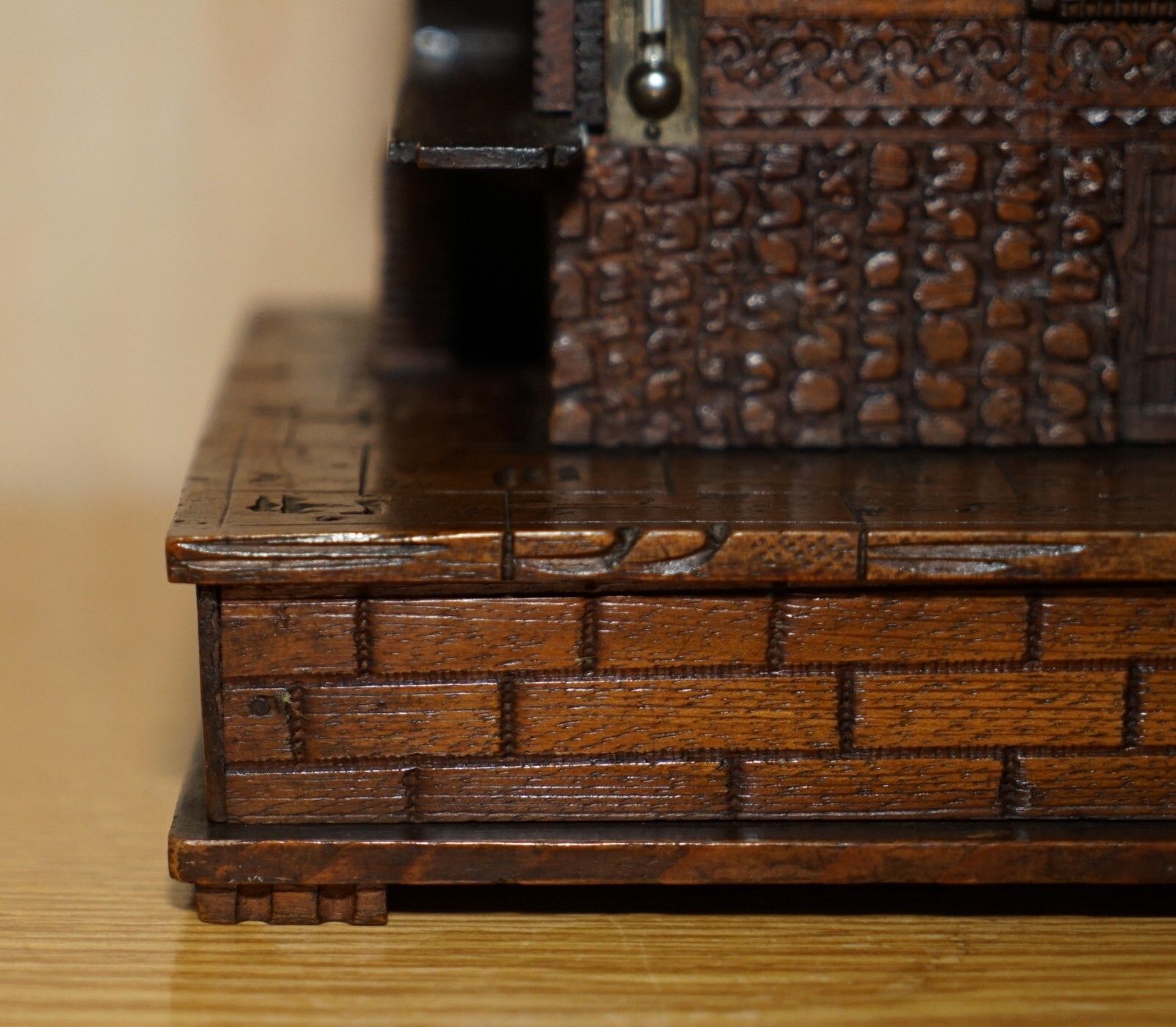 Stunning Original Antique Hand Carved Black Forest Wood Cigar Box Humidor House photo 2750.0