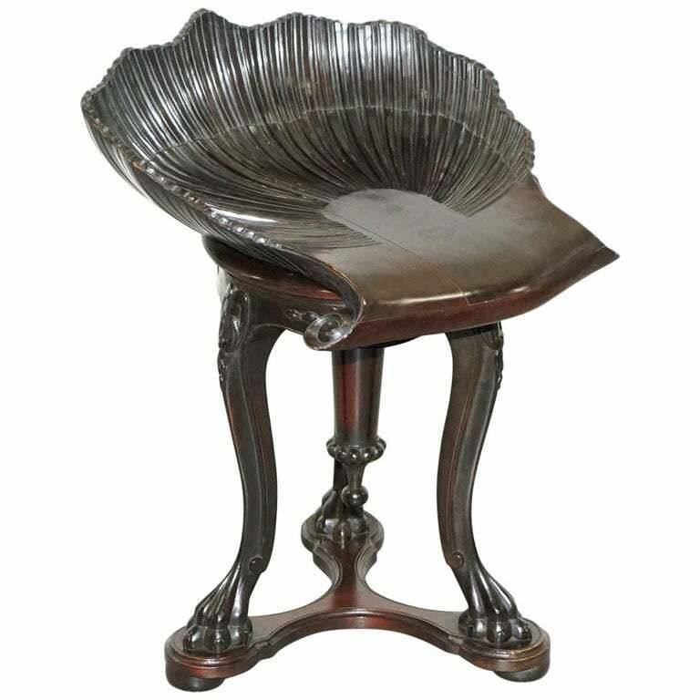Very Rare 19th Century 1880 Italian Venetian Grotto Fantasy Stool Height Adjust