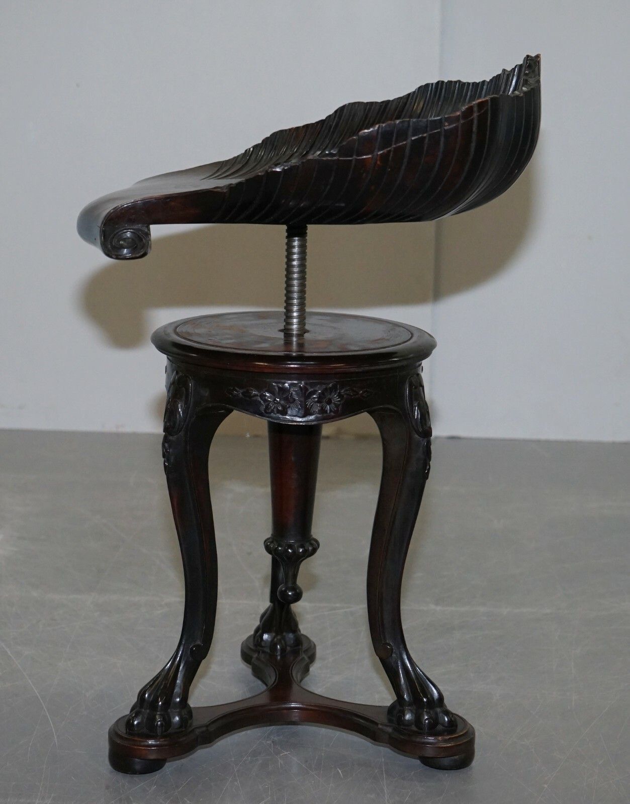 Furniture Very Rare 19th Century 1880 Italian Venetian Grotto Fantasy Stool Height Adjust photo