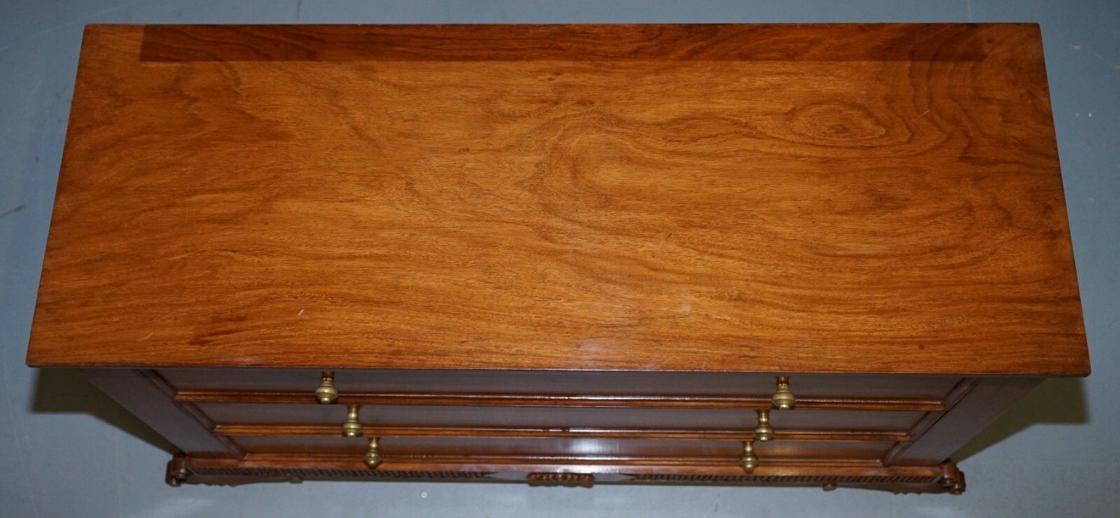 Stunning Suite Of Panelled Mahogany Chests Of Drawers Ornately Carved Bases photo Furniture