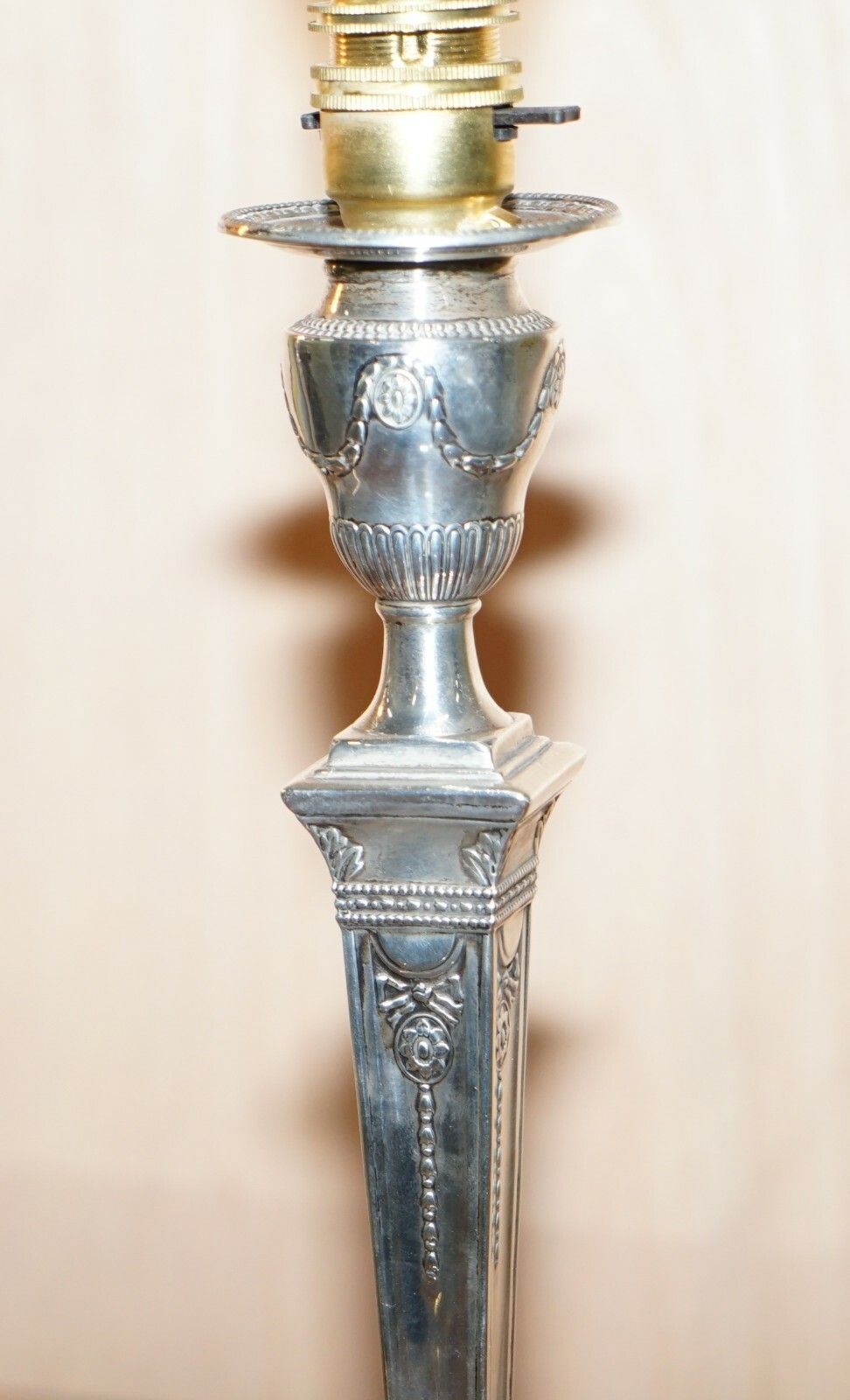Rare Pair Of 1879 James Bembridge Sterling Silver Corinthian Candlestick Lamps photo vinterior