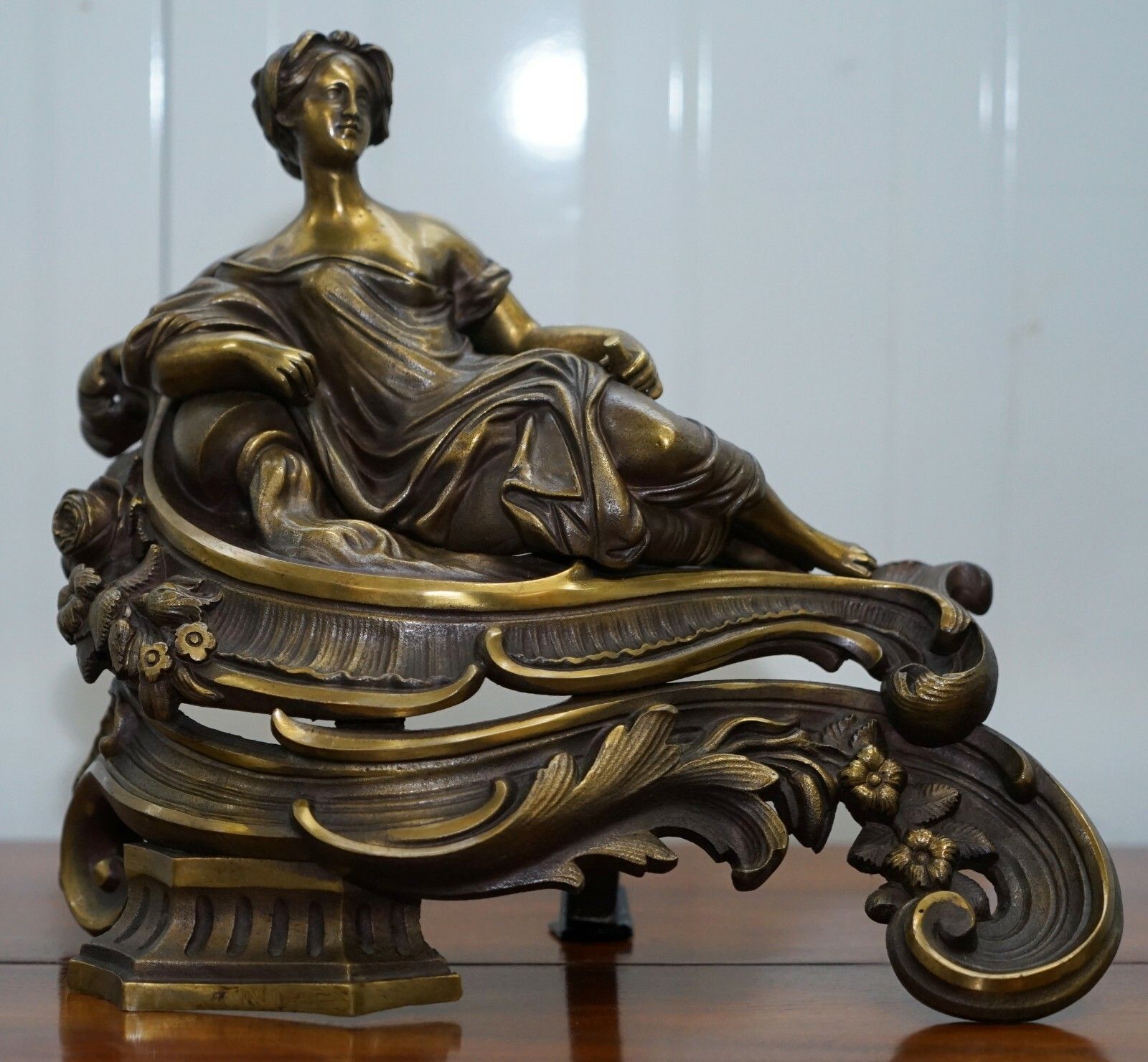 Stunning Pair Of Early Louis XVI French Bronze Chenets After Bouhon Fres Paris photo furniture