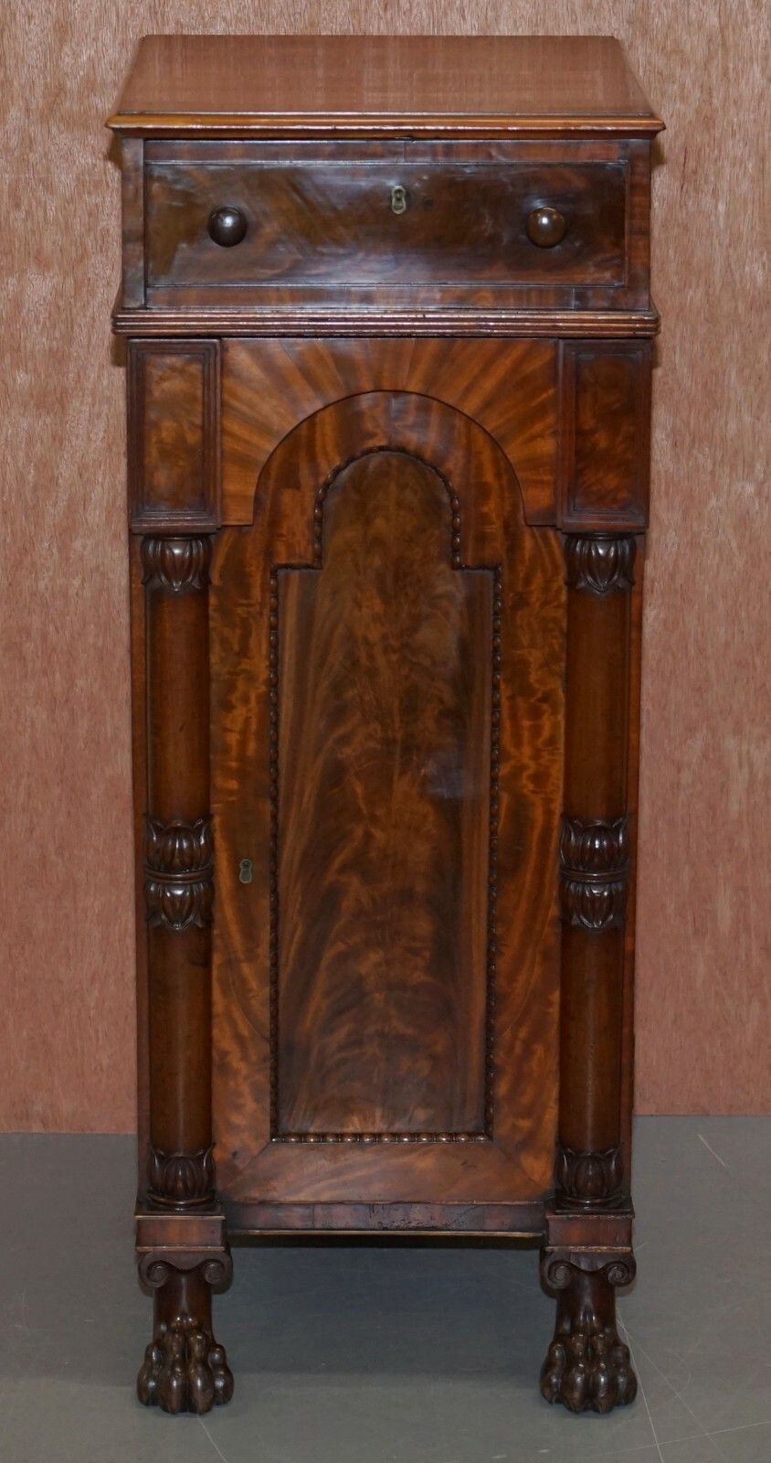 photo furniture Rare Pair Of Huge William IV 1830 Flamed Mahogany Side Cabinets Campaign Drawers