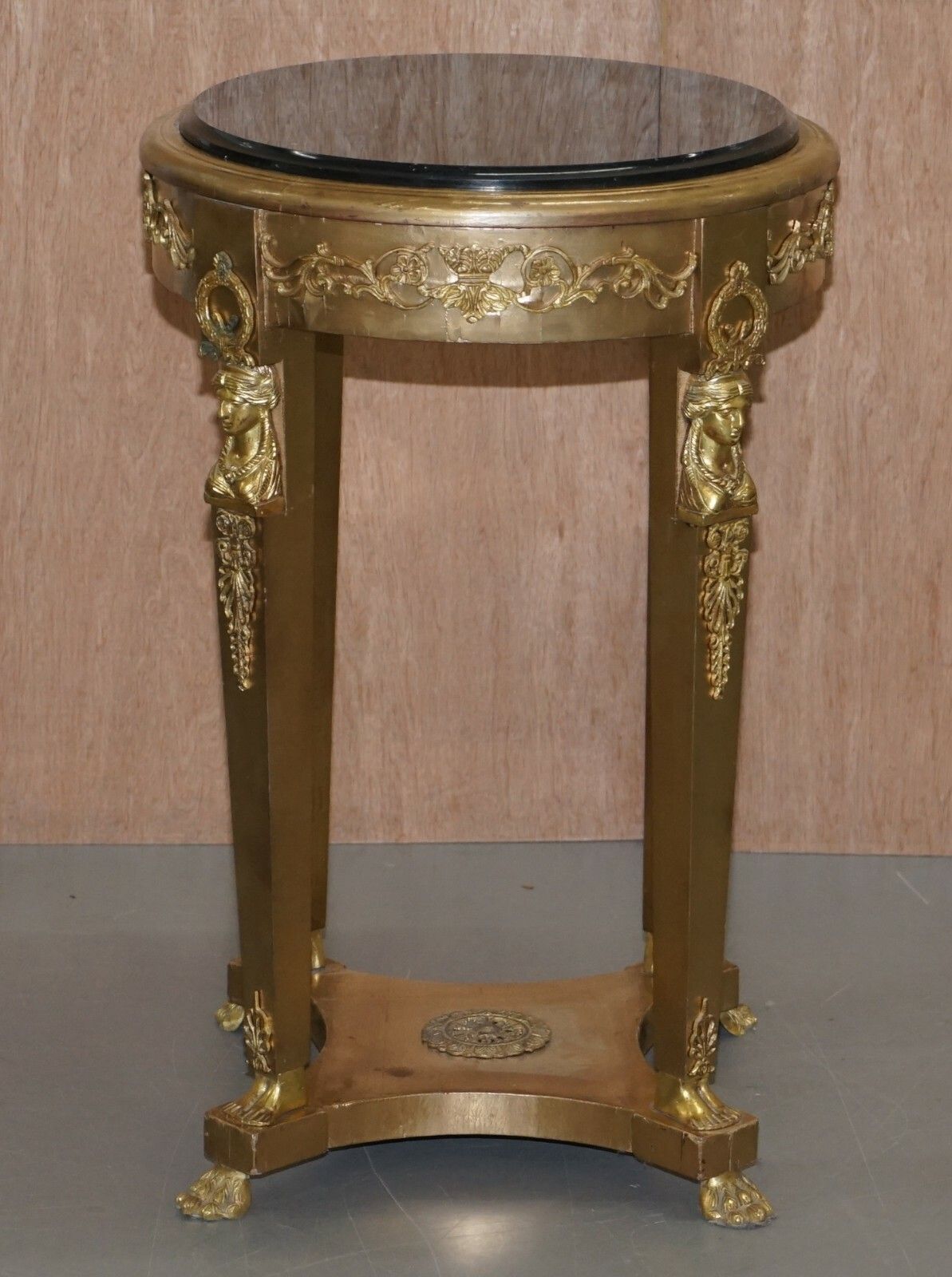 Pair Of French Empire Louis XVII Giltwood Marble Topped Jardiniere Bust Stands photo vintage