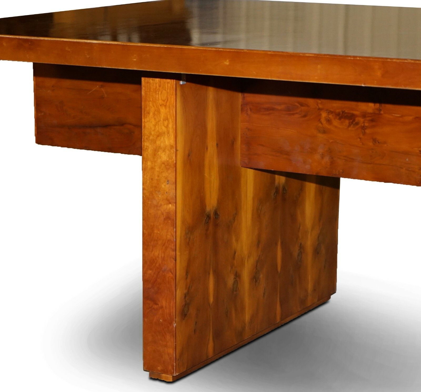 Very Large Burr Yew Wood Contempory Designer Office Desk Lovely Timber Patina photo Furniture
