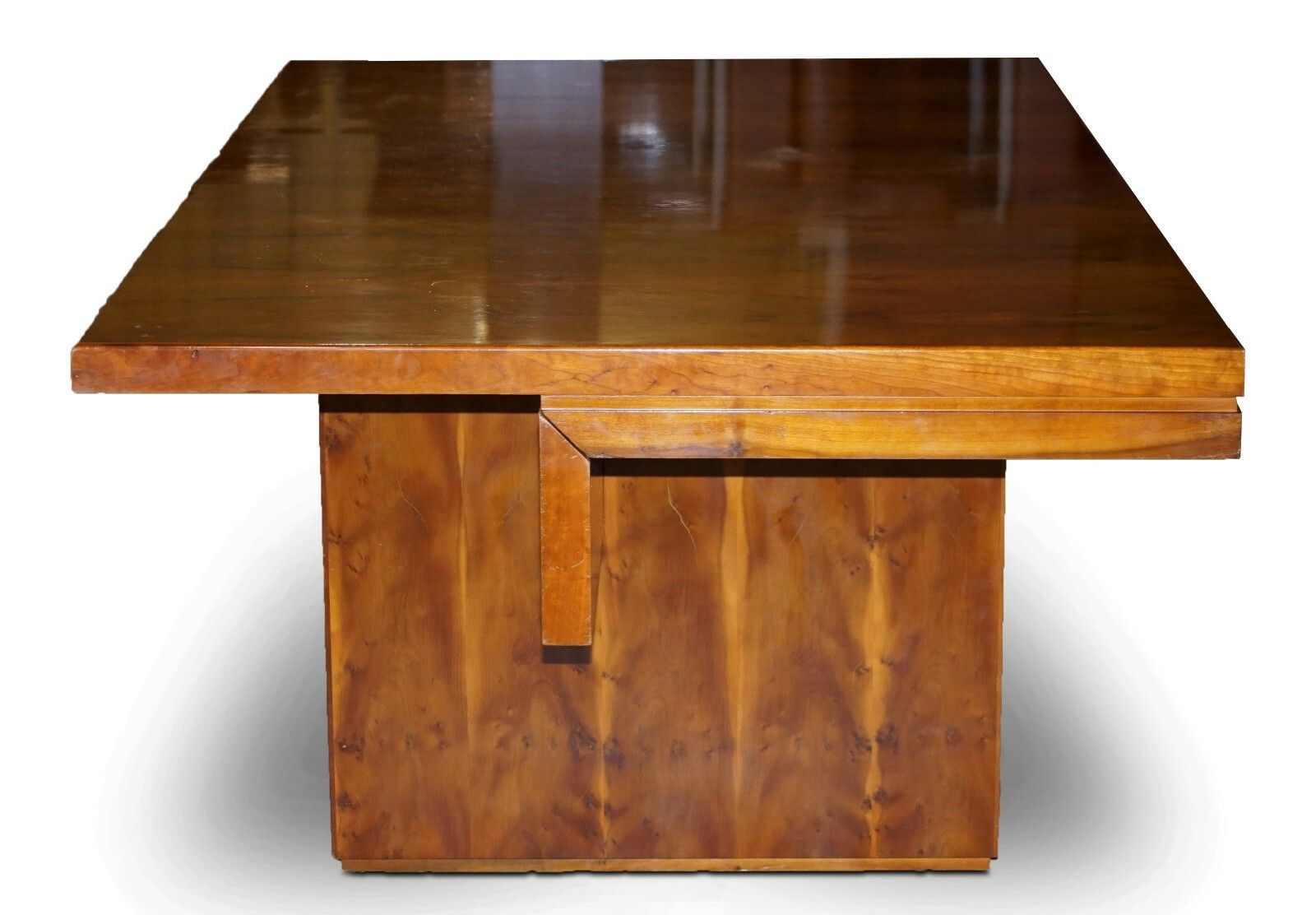Very Large Burr Yew Wood Contempory Designer Office Desk Lovely Timber Patina photo 2500.0