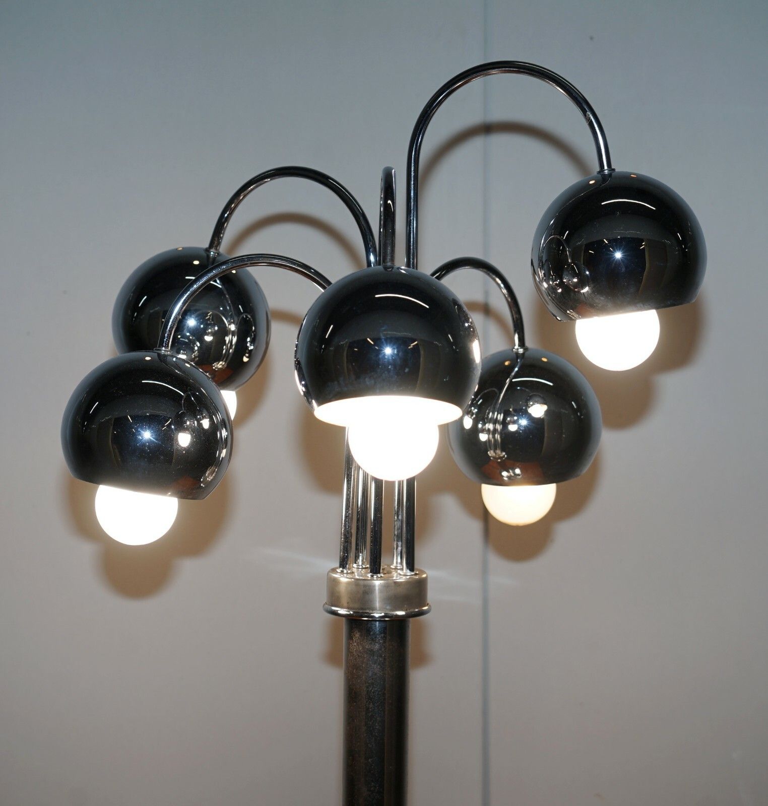 2500.0 Large Pair Of Original American Atomic Circa 1940's Polished Chrome Table Lamps photo