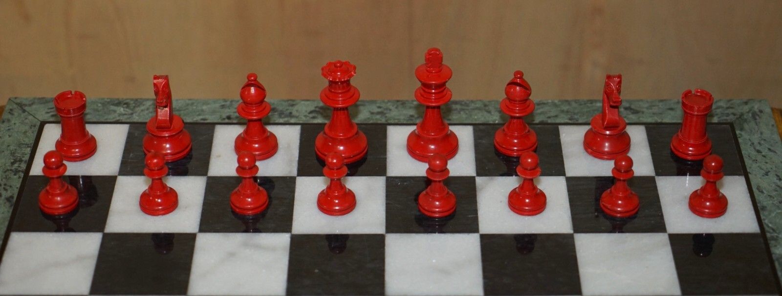 Antique Victorian Staunton Chess Pieces Set + Italian Marble Giltwood Chessboard photo 2500.0