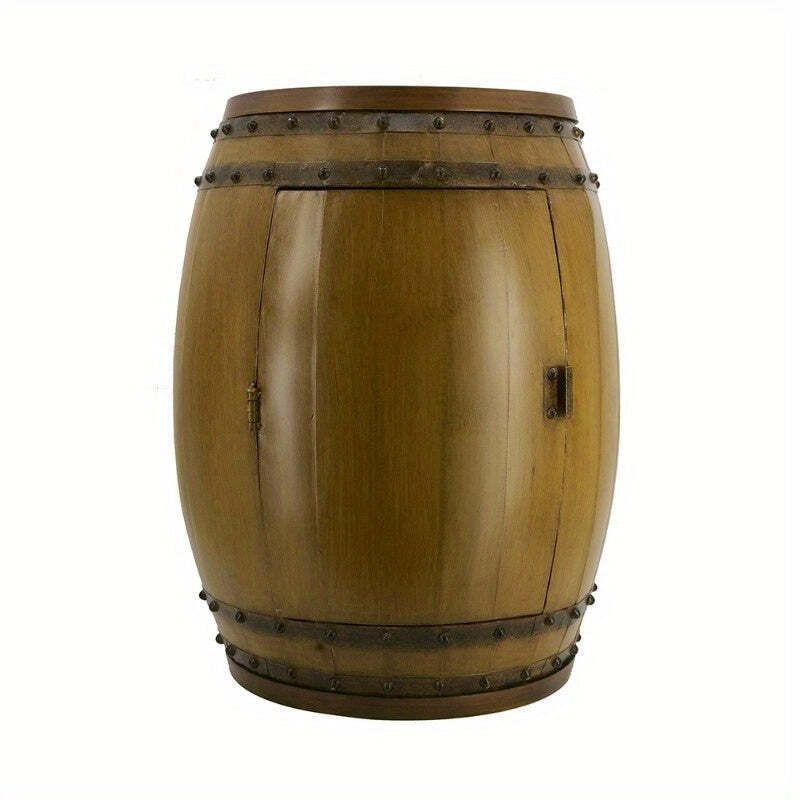 Barrel Drum Side Table With Wine Rack Storage photo 303.0