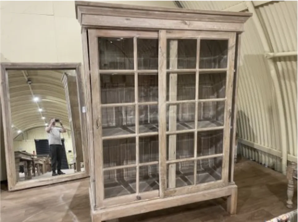Made By Hand From Teak Wood Large Light Wooden Sliding Cabinet 2.1m