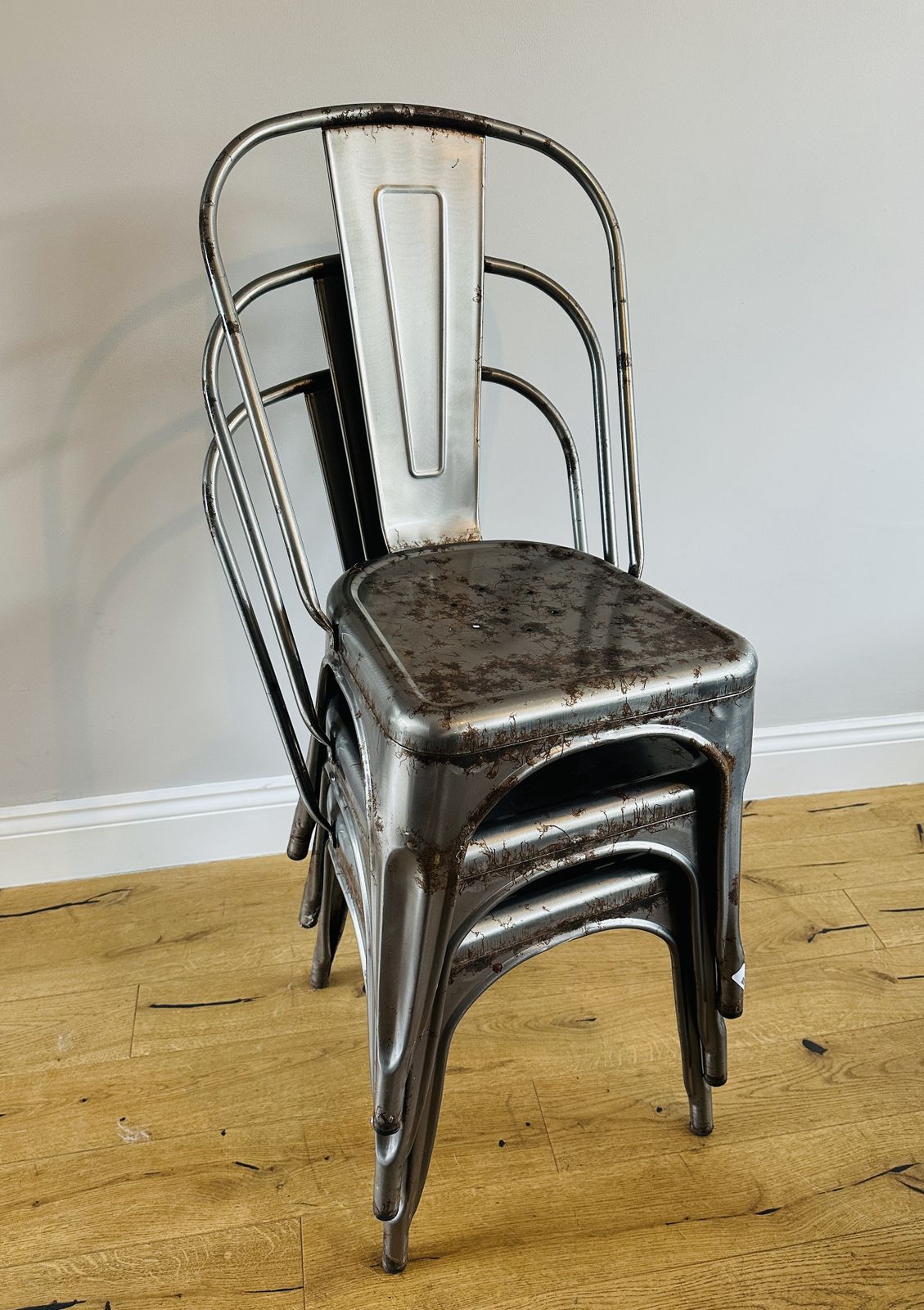 Metal Dining Chair Tolix Style Stackable Industrial Bistro Kitchen Garden Cafe photo for sale