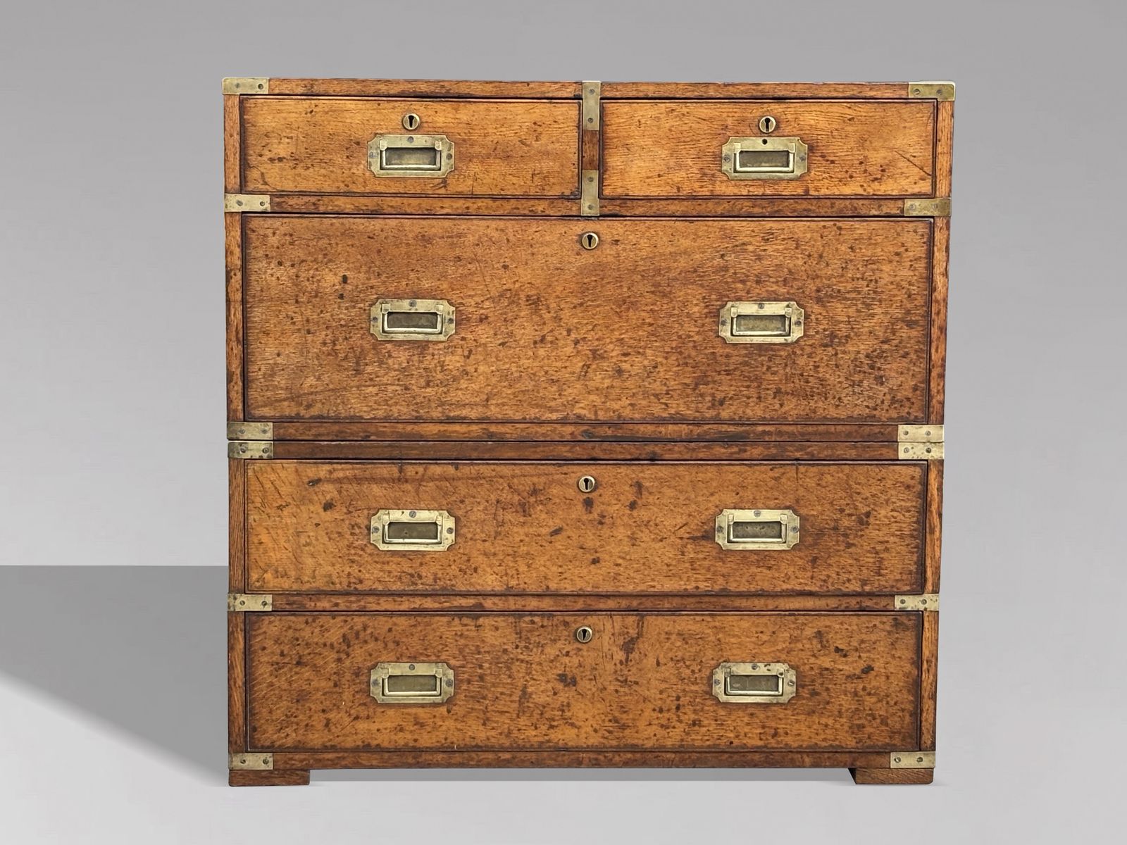 19th Century Oak Military Campaign Chest Of Drawers, C1840 photo for sale