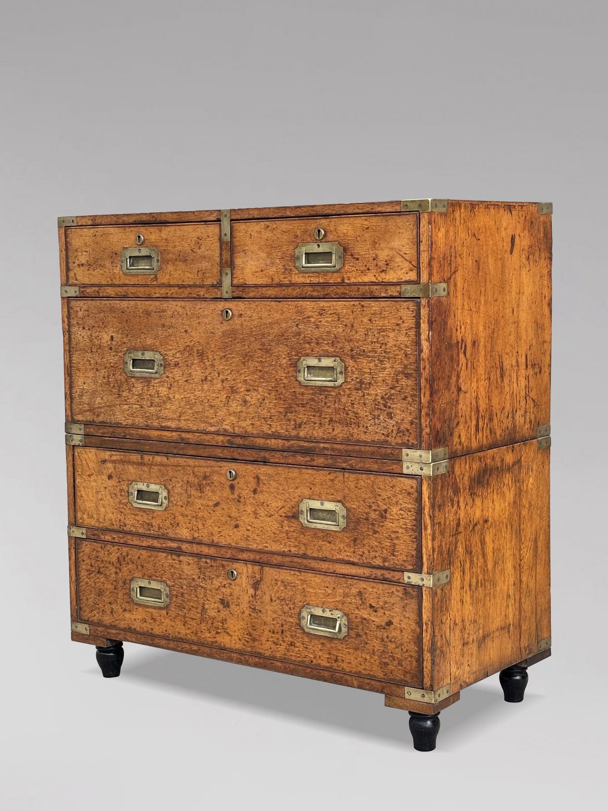 19th Century Oak Military Campaign Chest Of Drawers, C1840 photo Furniture