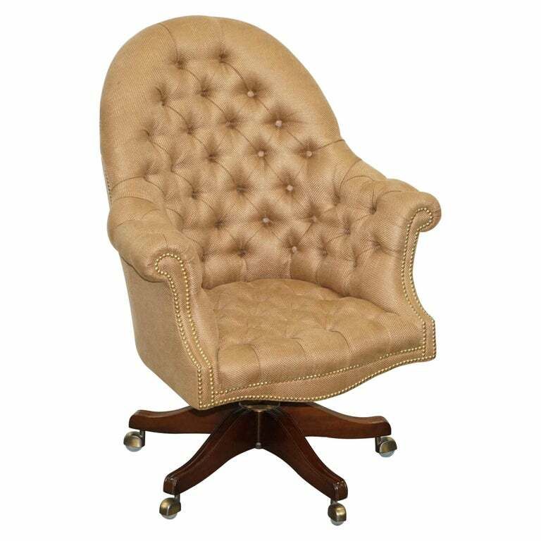 One Of A Kind Fully Restored Mahogany Chesterfield Captains Directors Armchair