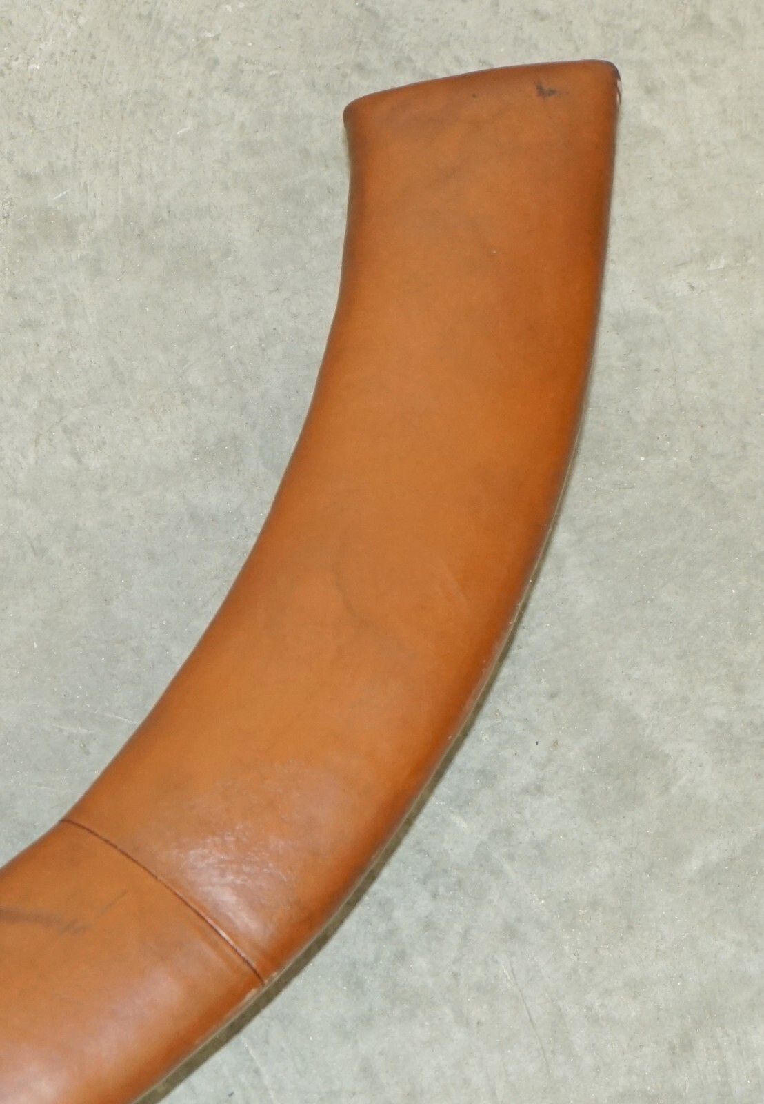 photo furniture Rare Demi Lune Antique Victorian Brown Leather Club Fender With Pierced Metal