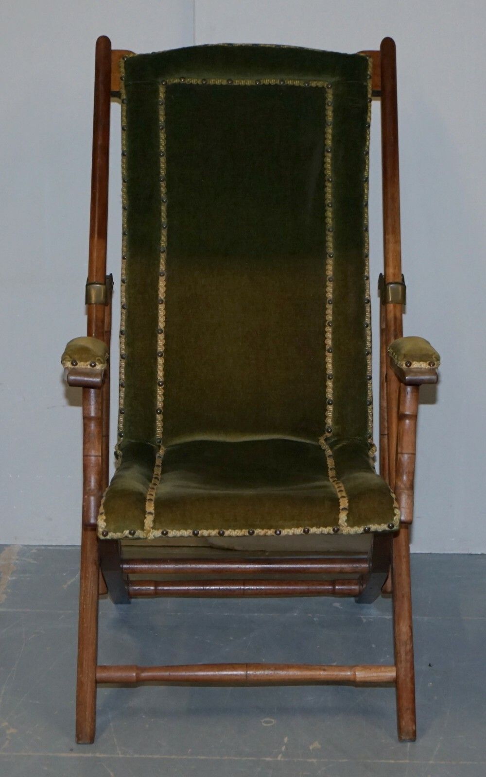 Stunning Pair Of Victorian Military Campaign Folding Chairs Steamer Liner Pieces photo for sale