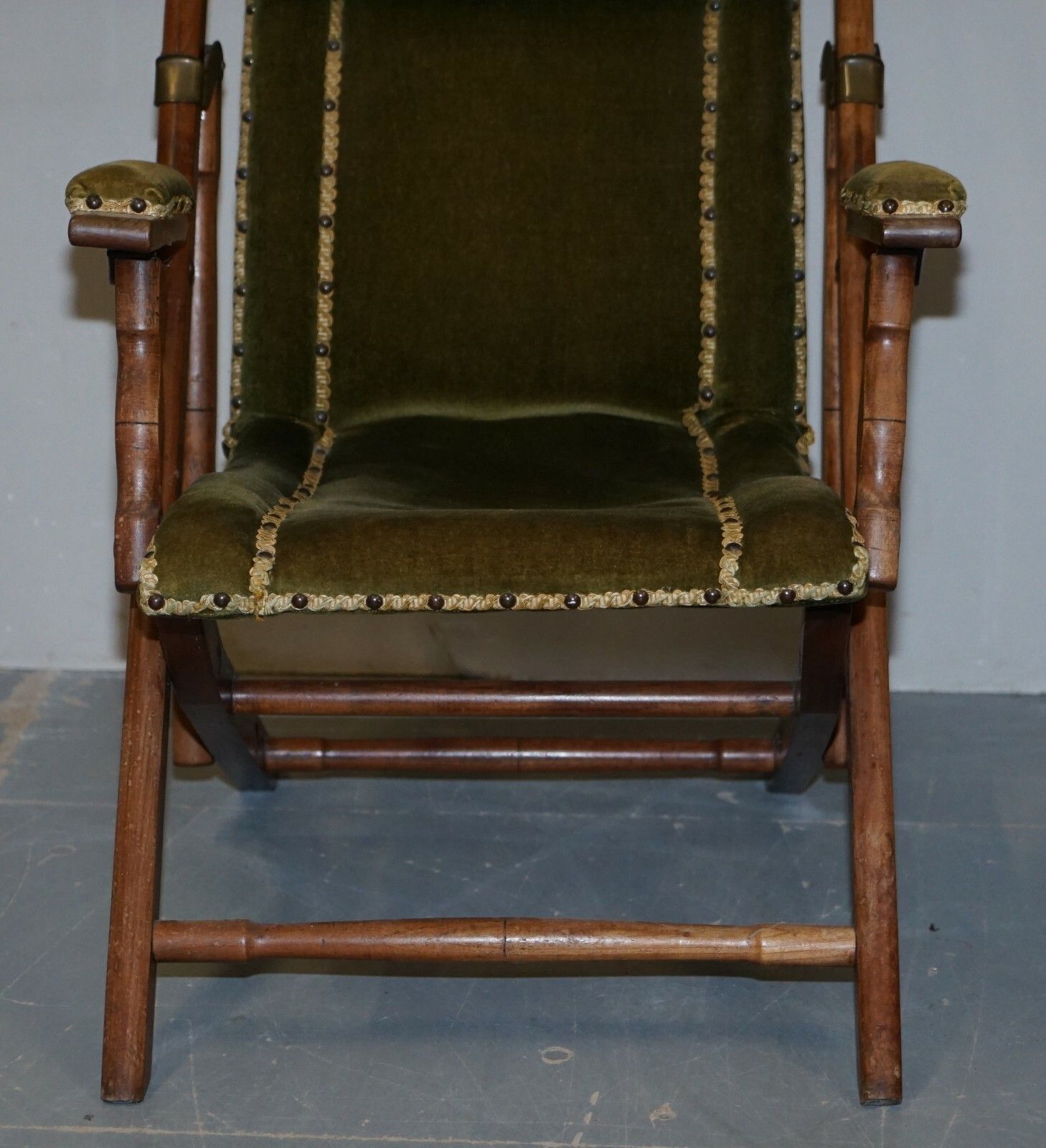 Stunning Pair Of Victorian Military Campaign Folding Chairs Steamer Liner Pieces photo buy