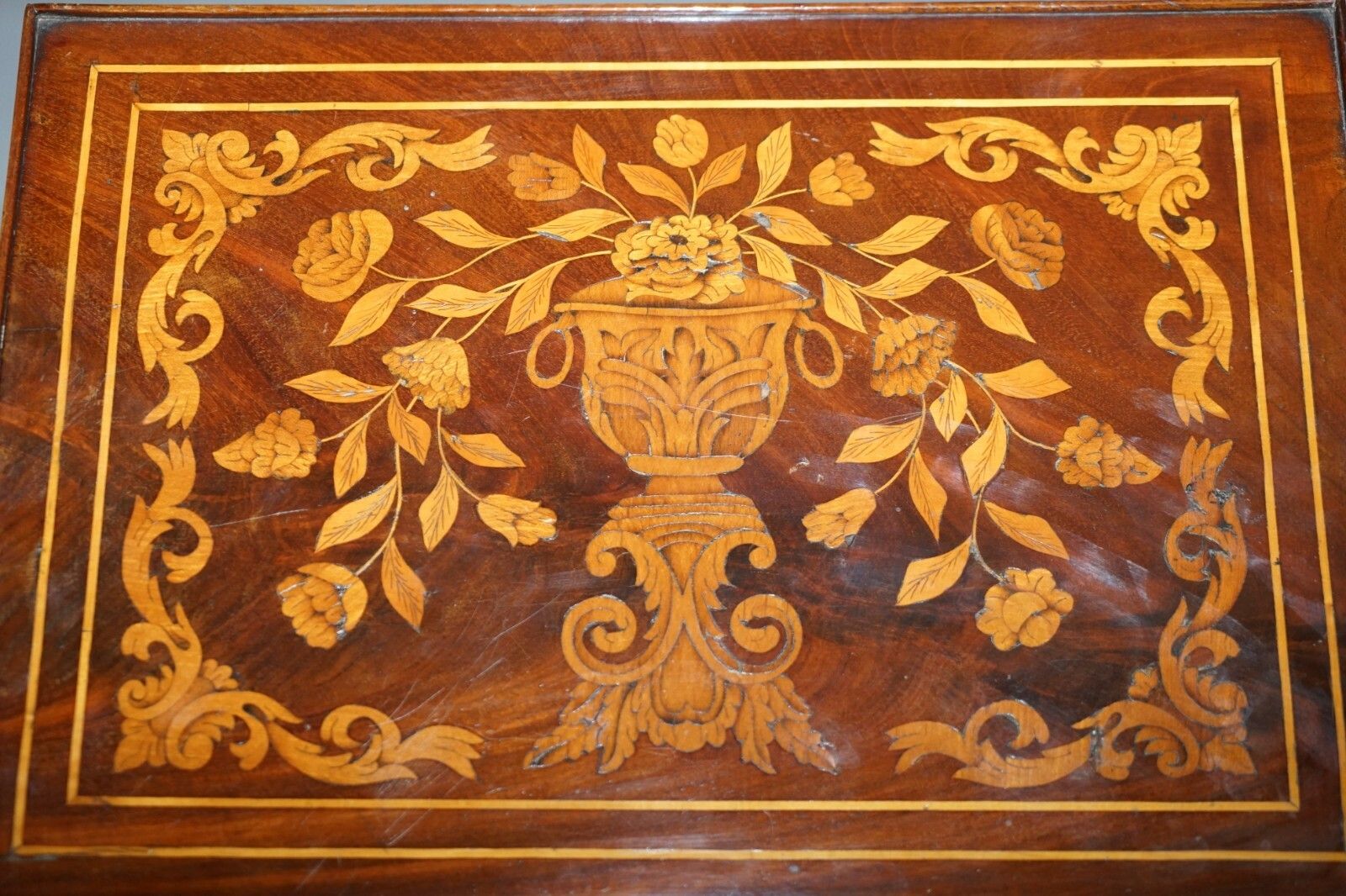 Rare 19th Century Dutch Marquetry Inlaid Side Table With Tambour Fronted Door photo 2500.0