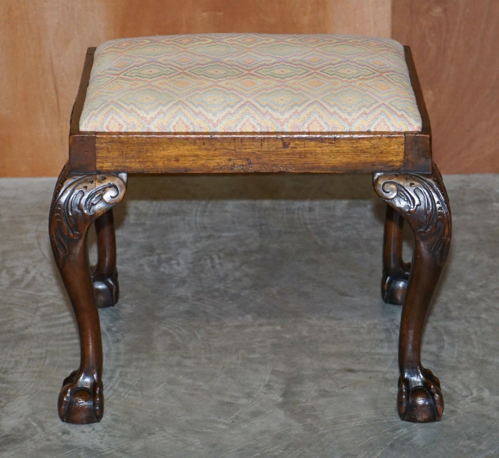 1 Of 2 18th Century Circa 1780 Georgian Claw & Ball Carved Walnut Stools photo for sale