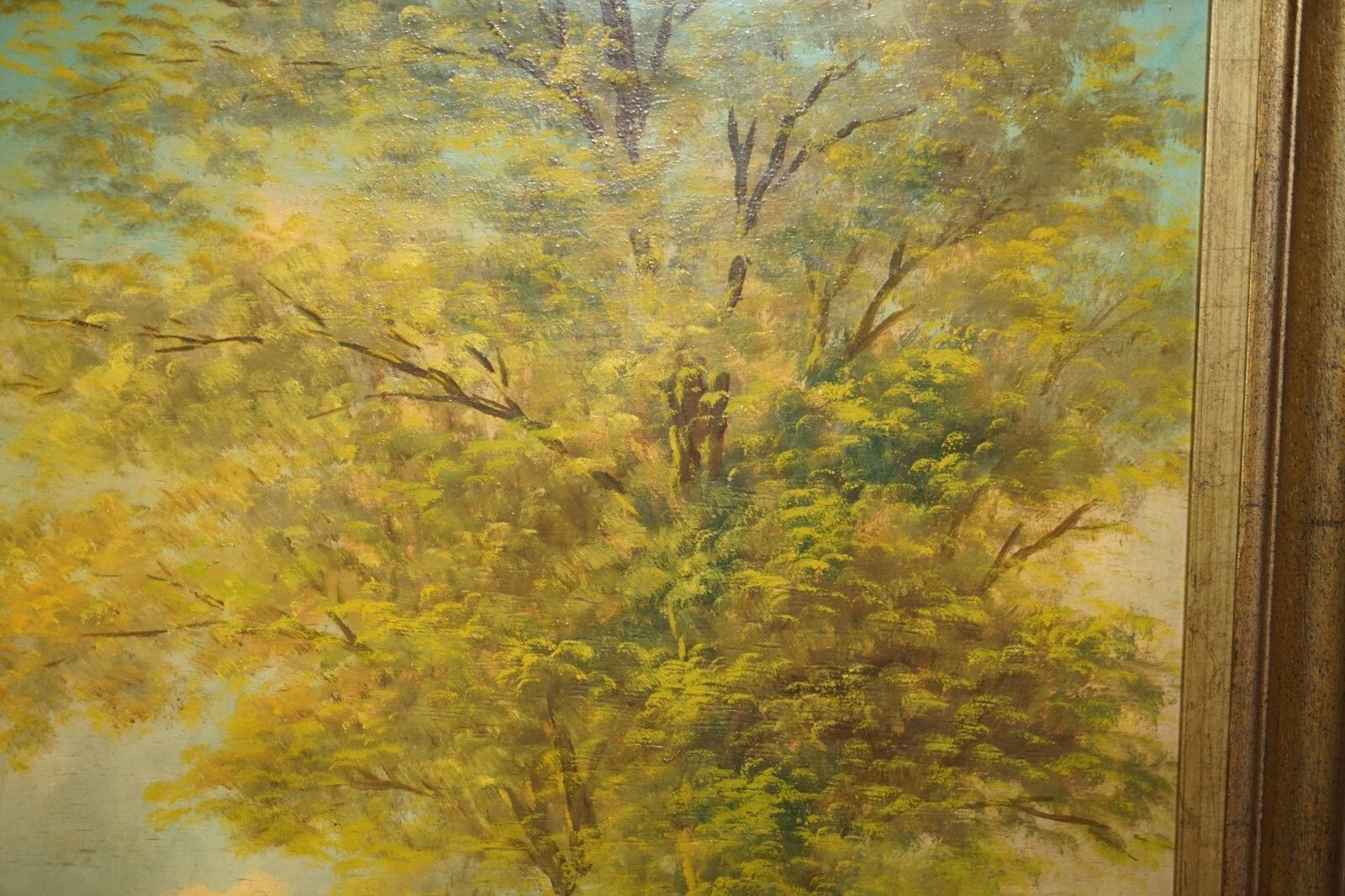 photo furniture Massive Antique Flemish Oil Painting Signed Jihuitog Circa 1880 Rural Scene