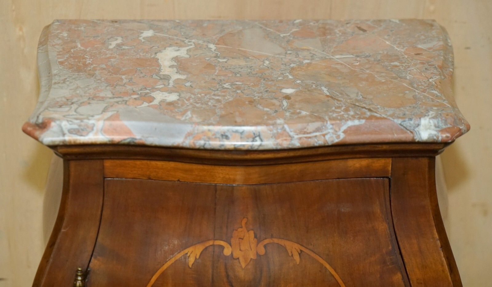 Fine Pair Of Antique  1880 Italian Marble Top Bombe Nightstand Side Table Chest photo 2350.0