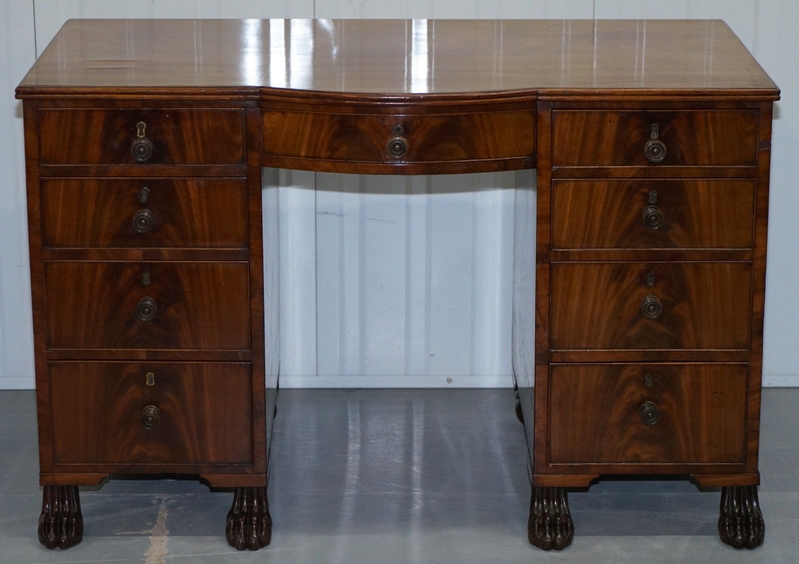Exquisite Regency Period 1815 Mahogany Kneehole Desk With Lion Hairy Paw Feet photo furniture