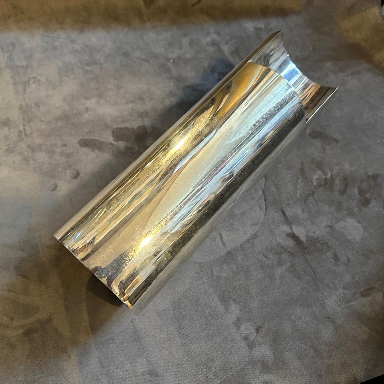 1970s Sabattini Style Minimalist Silver Plated Italian Vase photo for sale