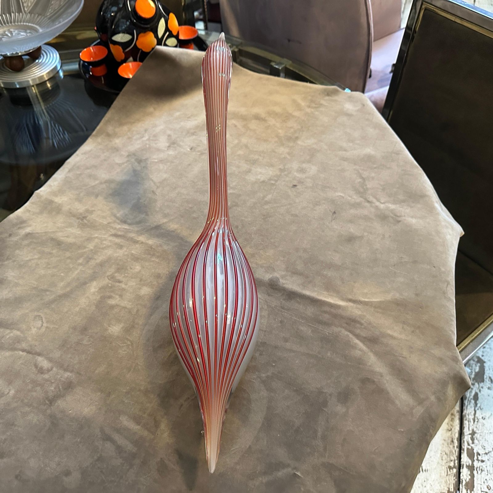 1970s Modern Gray And Red Murano Glass Sculpture Of A Duck By Seguso photo vinterior
