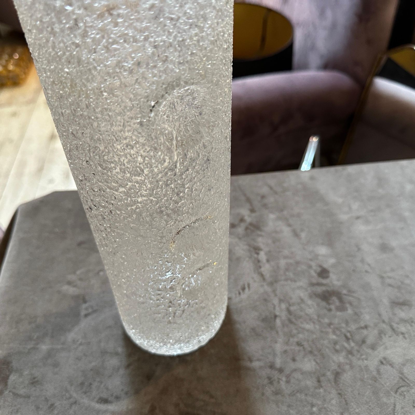 1980s Brutalist Clear Glass Cylinder Vase By Jan Gabrhel photo furniture