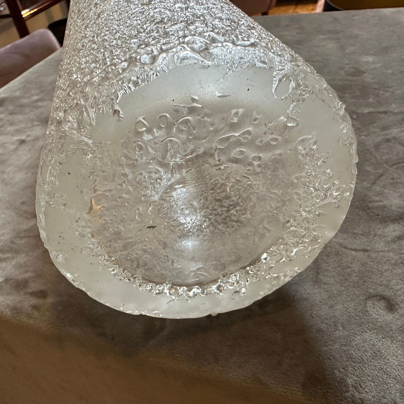 1980s Brutalist Clear Glass Cylinder Vase By Jan Gabrhel photo 386.0