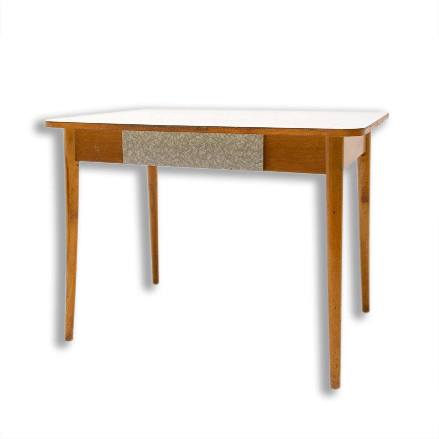 Midcentury Formica And Wood Central Table, Czechoslovakia, 1960s