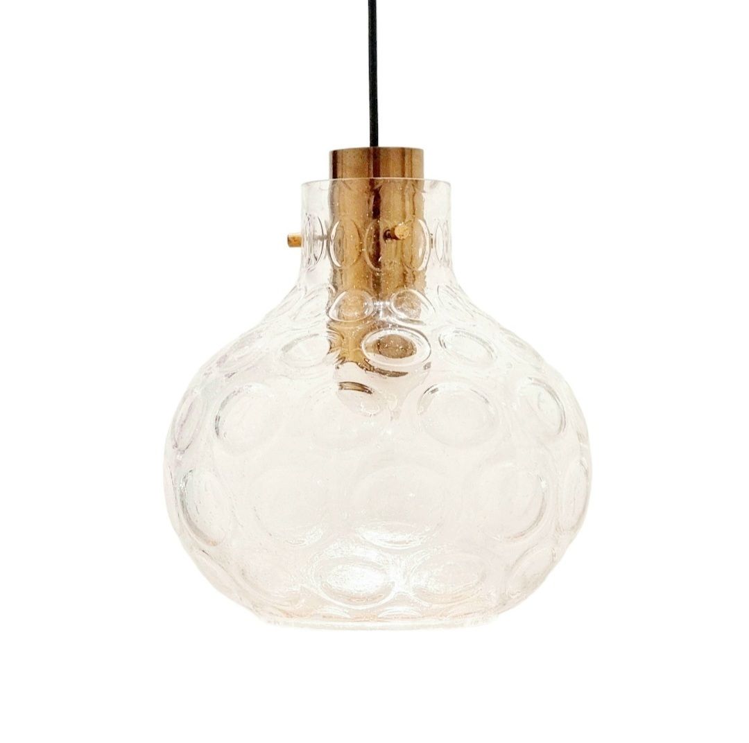 Mid Century Bubble Glass & Messing Hanglamp Van Helena Tynell Voor Limburg, Duitsland, Jaren 1960