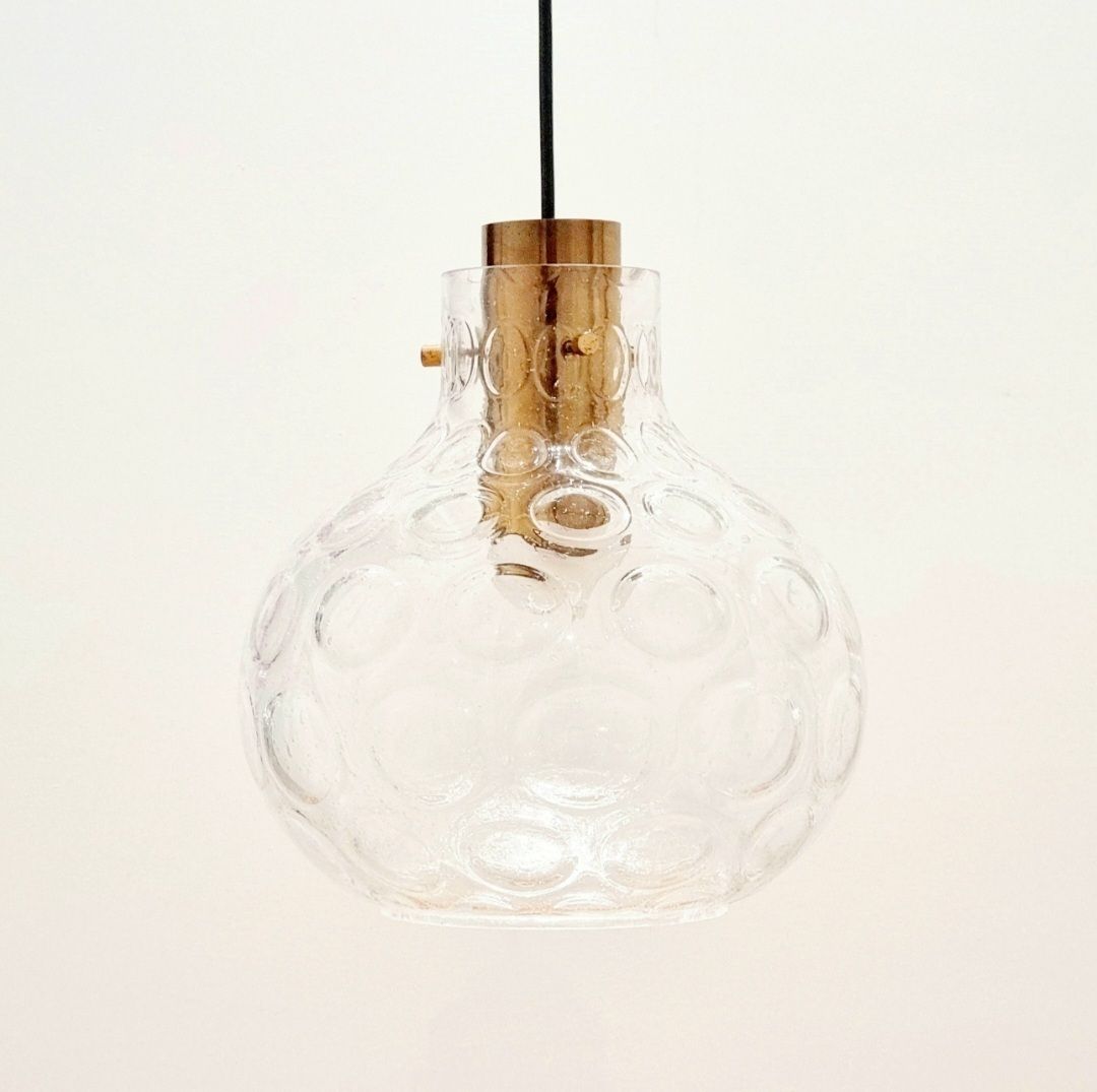 Mid Century Bubble Glass & Brass Pendant By Helena Tynell For Limburg, Germany, 1960s photo furniture