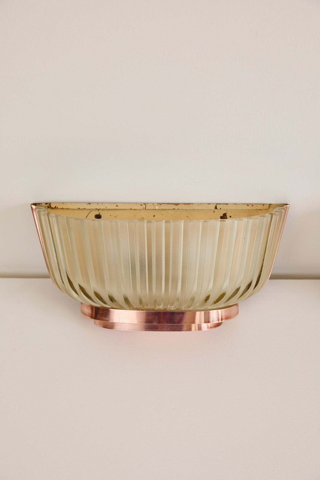 Pair Of Art Deco Brass And Glass Wall Lights By Seguso photo vintage