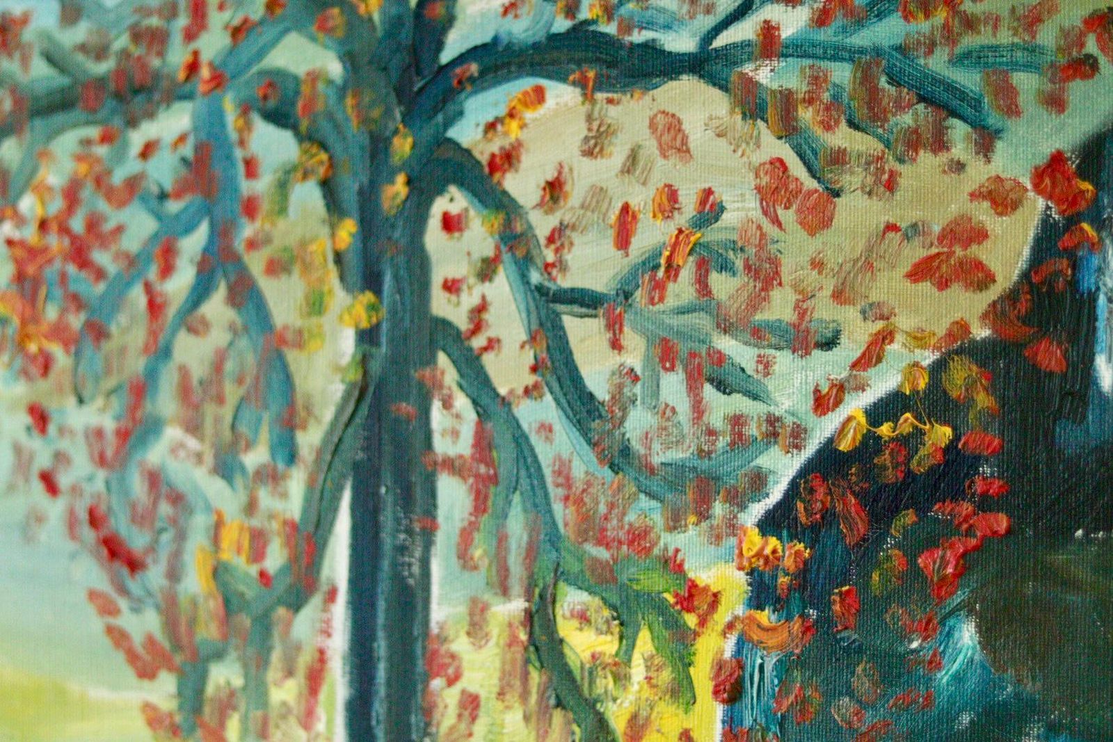 photo furniture Original Swedish Vintage Oil On Canvas – "Autumn Trees" – Framed |66 X 95 Cm  (26" X 37")