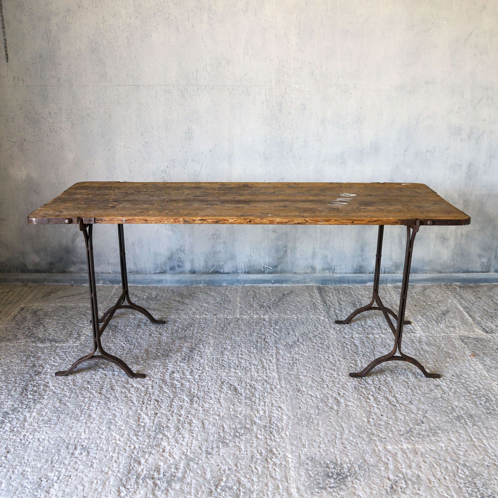 Early 20th Century Pine And Iron Trestle Work Table   England, Circa 1900 photo furniture