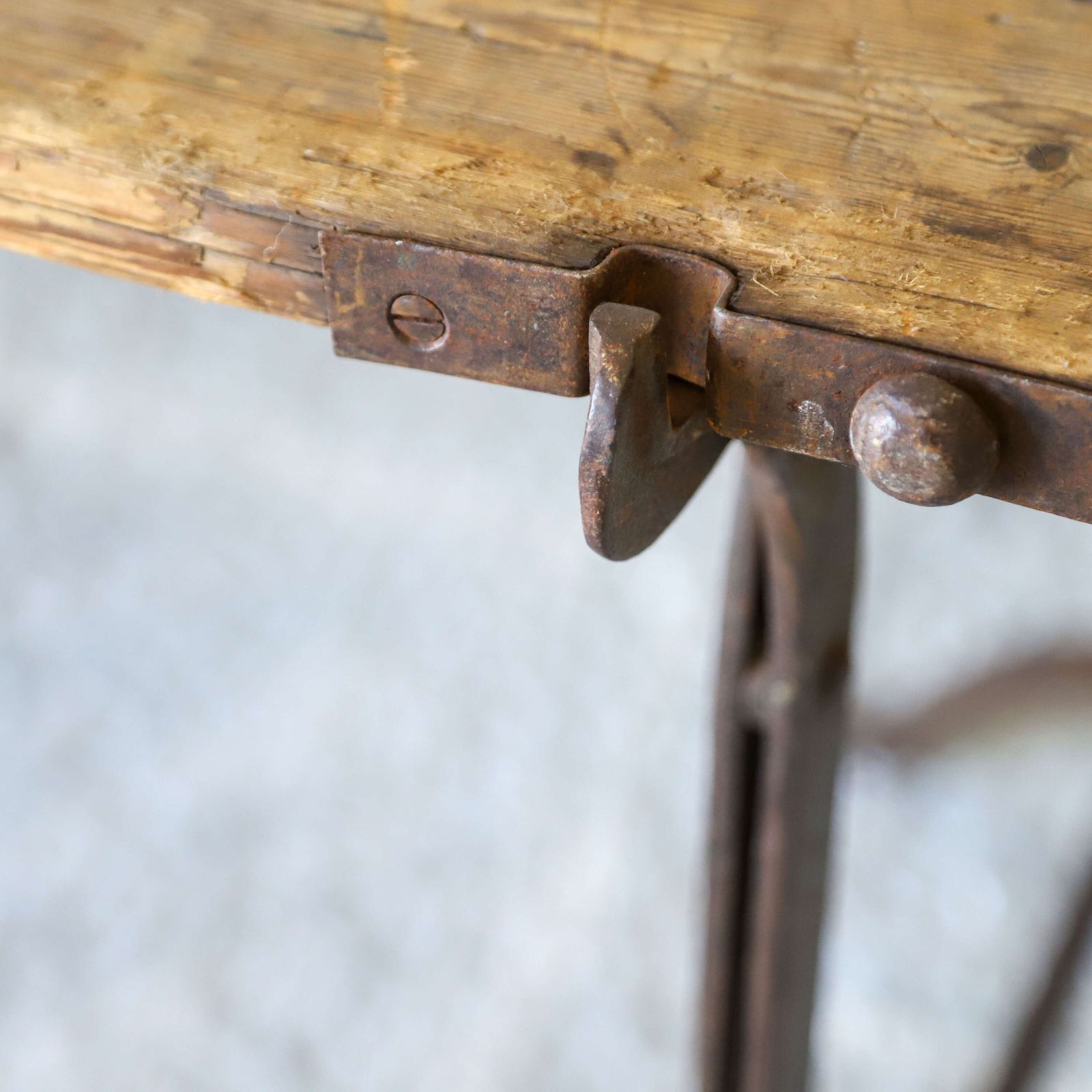 Early 20th Century Pine And Iron Trestle Work Table   England, Circa 1900 photo vinterior