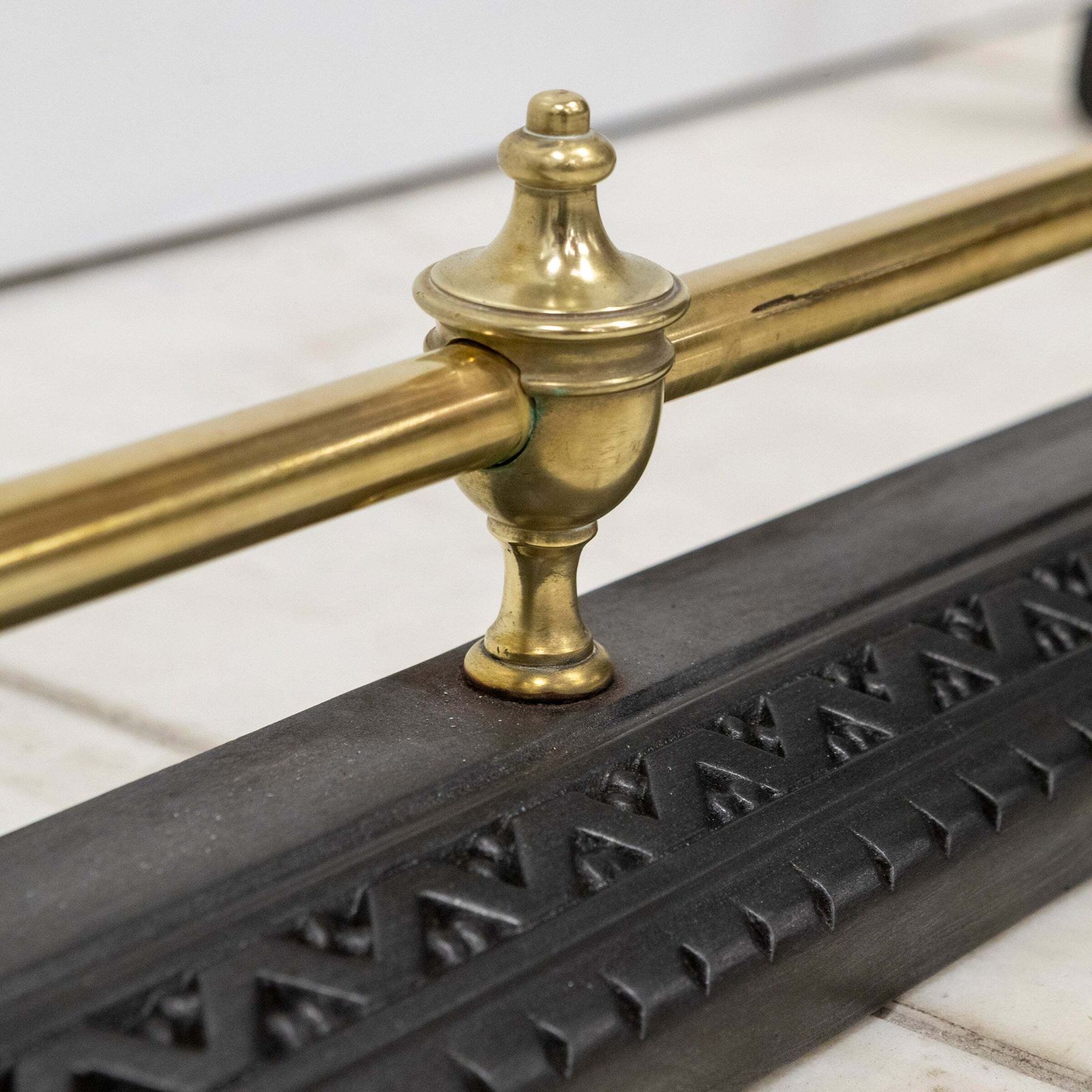 Antique Fireplace Fender With Finials photo 650.0